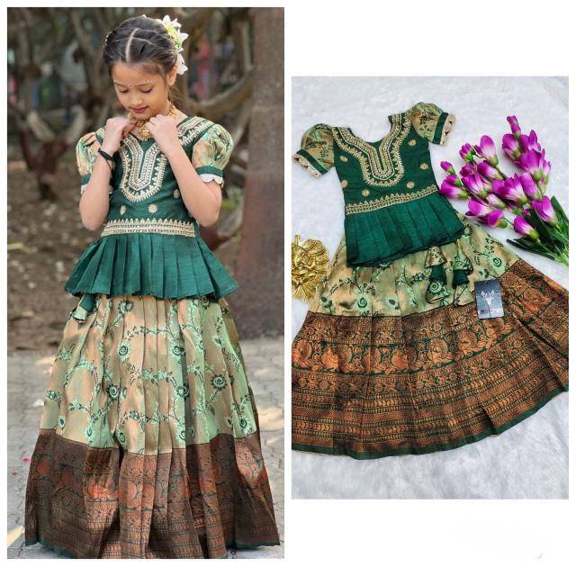 NEW LAUNCING KIDS LEHENGA CHOLI lichi silk Surat wholesale kids fashion accessories